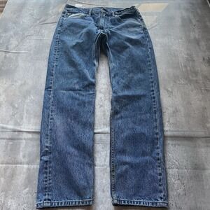 Levi's 505 Men's 33x32 Regular Fit Straight Stretch Dark Blue Denim Jeans